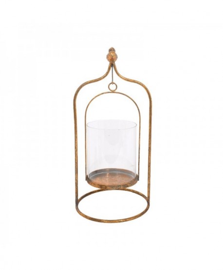 ΜΕΤΑΛΛΙΚΟ ΦΑΝΑΡΙ ΜΕ ΓΥΑΛΙ Fylliana BIRD 41x20x13.5εκ
